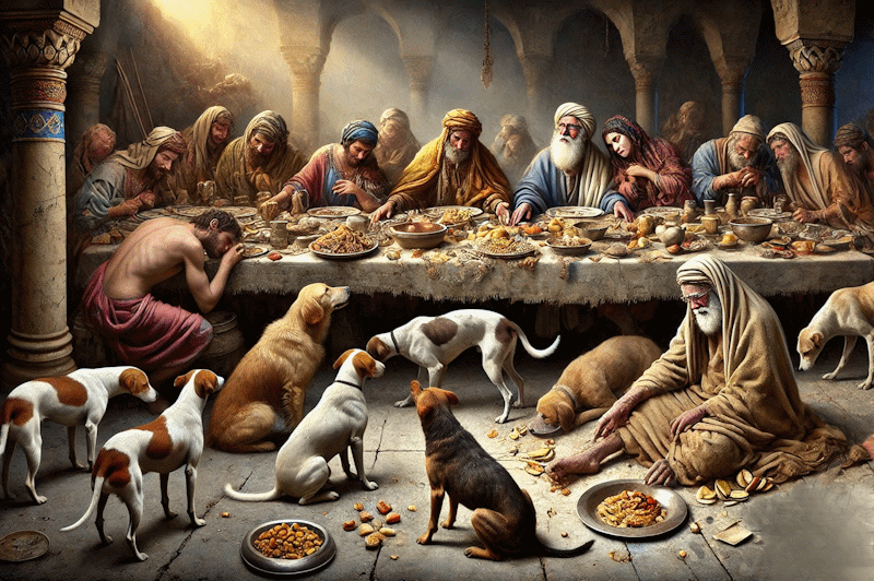 Comiendo con los perros